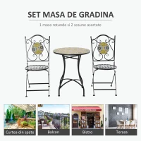 Outsunny Set Masa si Scaune de Gradina din Metal cu Majolica Colorata(m-6)