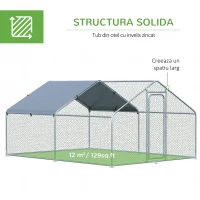 PawHut Cusca Boxa pentru Extern Galvanizat cu Tesatura Oxfort pentru Acoperire 3 x 4 x 1.95 m(m-6)