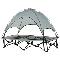 PawHut Brandina per Cani con Tettuccio da Esterno e Interno, Lettino per Cani Pieghevole in Tessuto Oxford e Acciaio, 118x60x90cm, Grigio(m-11)