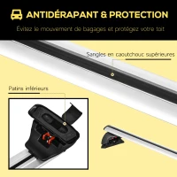 HOMCOM 2 barres de toit de voiture verrouillables 4 clés fournies alliage d'aluminium 123,6 x 15 x 15 cm - charge max. 100 kg - argenté et noir(m-6)