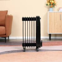 HOMCOM 1500W Digital Oil Filled Radiator, 7 Fin, Portable Electric Heater with LED Display, Built-in Timer, 3 Heat Settings, Safety Cut-Off and Remote Control, Black(m-10)
