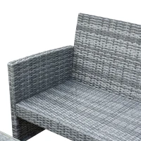 Outsunny Set Mobilier de Extern in PE Rattan Canapea si 2 Fotolii si Perna Gri(m-10)
