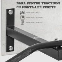 HOMCOM Bara Flotari la Perete Profesionala cu Schelet in Otel, 116 x 43 x 20cm, Negru(m-5)