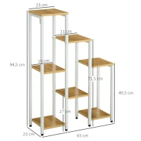 Outsunny Soporte para Plantas con 7 Estantes Escalonados para Interior y Exterior65x23x94,5 cm Natural y Blanco(m-3)