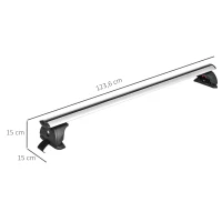 HOMCOM 2 barres de toit de voiture verrouillables 4 clés fournies alliage d'aluminium 123,6 x 15 x 15 cm - charge max. 100 kg - argenté et noir(m-3)