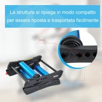 HOMCOM Rulli per Bici, Rullo Bicicletta Allenamento Trainer Pieghevole, Rulli bici da corsa Anteriore Regolabile per Bici con 24"、26"、28"、29"、700C Max. Carico 120kg, Blu e Nero(m-6)