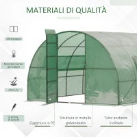 Outsunny Serra a Tunnel per Orto in Acciaio con Copertura in PE, Porta e Finestre, 570x292x197cm, Verde(m-4)