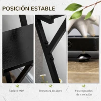 Outsunny Soporte para Plantas de 4 Niveles Estantería de Madera y Acero para Interior y Exterior 53x24x119,5 cm Negro(m-5)