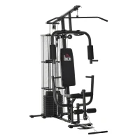 HOMCOM Stazione Fitness Palestra Multifunzione per Allenamento a Casa e Professionale, Acciaio 150x110x210cm Nero(m-10)