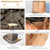 Outsunny Gazebo da Giardino 3x3m in Alluminio con Zanzariera, Tende Laterali e Tetto Rigido, Marrone(m-4)