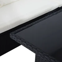 Outsunny Set Mobila din Ratan PE pentru Exterior Gradina 6 Piese, Canapea cu Perne si Masuta, Negru(m-9)
