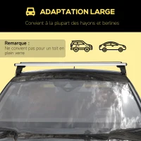 HOMCOM 2 barres de toit de voiture verrouillables 4 clés fournies alliage d'aluminium 123,6 x 15 x 15 cm - charge max. 100 kg - argenté et noir(m-5)