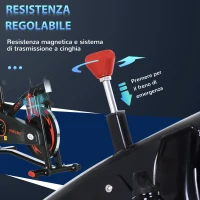 HOMCOM Cyclette da Camera con Schermo LCD, Volano da 10kg e Resistenza Magnetica Regolabile, 47x120x104.5-117 cm(m-6)