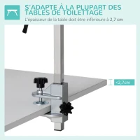 PawHut Bras de toilettage pliable pour animaux de compagnie en acier inoxydable avec collier de serrage pour chiens de grande et petite taille hauteur réglable max. 74 cm(m-6)