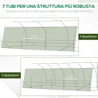 Outsunny Serra a Tunnel per Orto in Acciaio con Copertura in PE, Porta e Finestre, 570x292x197cm, Verde(m-8)