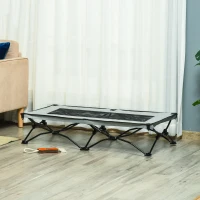 PawHut Brandina per Cani con Tettuccio da Esterno e Interno, Lettino per Cani Pieghevole in Tessuto Oxford e Acciaio, 118x60x90cm, Grigio(m-10)