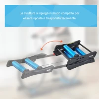 HOMCOM Rulli per Bici, Rullo Bicicletta Allenamento Trainer Pieghevole, Rulli bici da corsa Anteriore Regolabile per Bici con 24"、26"、28"、29"、700C Max. Carico 120kg, Blu e Nero(m-4)