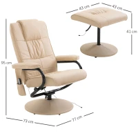 HOMCOM Fauteuil de Massage Vibration Electrique Relaxation avec Chauffage Beige(m-3)