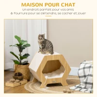 PawHut Maison niche pour chat design scandinave - coussin grand confort amovible inclus - 49,5 x 38,5 x 43,5 cm - aspect bois, beige(m-5)