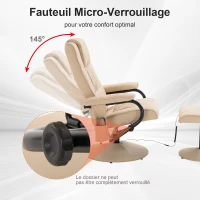 HOMCOM Fauteuil de Massage Vibration Electrique Relaxation avec Chauffage Beige(m-4)