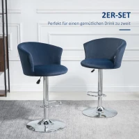 HOMCOM Barhocker 2er-Set  in Samtoptik 58 cm x 58 cm x 108 cm(m-4)
