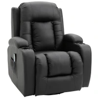 HOMCOM Fauteuil de Massage et Relaxation électrique Chauffant 360° pivotant inclinable manuellement Repose-Pied télécommande ‎Noir(m-1)