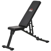 HOMCOM Panca Multifunzione per Addominali,6 Livelli di Inclinazione e Altezza Regolabile, Panca Palestra Pieghevole, Panca Pesi, Panca Piana , Acciaio e PU, 125x45x45-118cm, Nero(m-1)