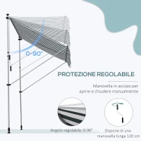 Outsunny Tenda da Sole da Esterno 2x1.5m a Rullo con Manovella, Altezza e Angolazione Regolabile, Bianco e Verde(m-6)