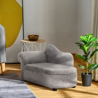 PawHut Canapea pentru caini de talie medie, pat inaltat pentru caini cu cadru din lemn, lounge pentru pisoi pentru instalare usoara, 80 x 40 x 46 cm, gri inchis(m-10)
