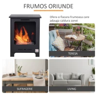 HOMCOM semineu pe Bioetanol 1.5L din Otel, Fara Cos, Negru, 40 x 30 x 50 cm(m-6)