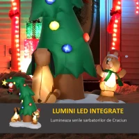 HOMCOM Pom de Craciun Gonflabil Lumini LED Mos Craciun catelus urs figurina(m-4)