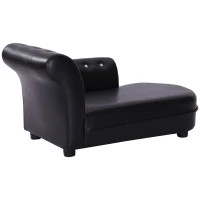 PawHut Divano Chaise Longue Elegante Imbottito Portata 10kg Animali Domestici 82.5 × 45 × 41.5cm Nero(m-10)