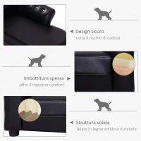 PawHut Divano Chaise Longue Elegante Imbottito Portata 10kg Animali Domestici 82.5 × 45 × 41.5cm Nero(m-5)