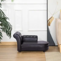 PawHut Canapele pentru caini Chaise Longue Canapea Tapitata pentru Animale, Negru, 82.5x45x41.5cm(m-11)