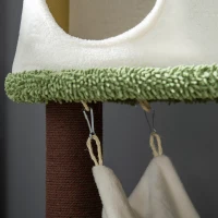 PawHut Cat Tree, with Scratching Post, Hammock, Cat House - Green, Brown & Cream(m-8)