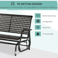 Outsunny Polyrattan Schaukelstuhl 2-Sitzer Gartenbank mit Rückenlehne Schaukelbank für 2 Personen Gartenschaukel Outdoor Bank Sitzbank für Garten Terrasse Park 70 x 120 x 84 cm Braun(m-4)