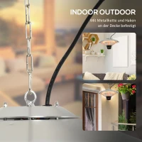 Outsunny promiennik ciepła sufitowy, 1500 W z oświetleniem LED, taras, aluminium, srebrny(m-7)