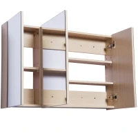 kleankin Spiegelschrank Badschrank Spiegel Wandschrank Badhängeschrank Weißeiche B90 x H60 x D13,5 cm(m-7)
