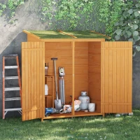Outsunny Garden Shed Wooden Timber Garden Storage Shed - Double Door - 160cm x 139cm x 75cm(m-2)