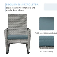 Outsunny schommelstoel, tuinstoel, poly rotan met grijze kussens(m-5)