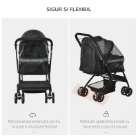 PawHut Cărucior pentru Câini Pliabil cu Mâner Reversibil și Roți din EVA(m-4)