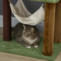 PawHut Cat Tree, with Scratching Post, Hammock, Cat House - Green, Brown & Cream(m-9)
