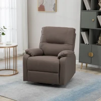 HOMCOM Relaxsessel Liegefunktion 135° neigbar, Wippfunktion, Fußstütze 82 cm x 95 cm x 98 cm Mikrofaserstoff Braun(m-2)