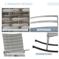 Outsunny schommelstoel, tuinstoel, poly rotan met grijze kussens(m-6)