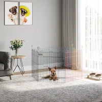 PawHut® Wybieg dla Szczeniąt Ogrodzenie dla Zwierząt 6 Części Ø120 X W66 cm Kojec na Zewnątrz Metal Wielokolorowy(m-10)