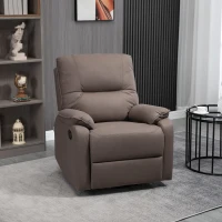 HOMCOM Relaxsessel Liegefunktion 135° neigbar, Wippfunktion, Fußstütze 82 cm x 95 cm x 98 cm Mikrofaserstoff Braun(m-10)