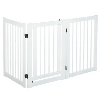 PawHut Afschermhek voor honden deurafscherming veiligheidshek MDF wit(m-11)