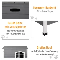 PawHut Hondenhok hondenhuis met deur hondenbak kattenbak voor katten dennen grijs(m-6)