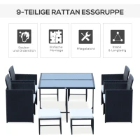 Outsunny 9/11/13-delig Zitgroep tuinset zitset rotan tuinmeubelen poly-rotan(m-4)