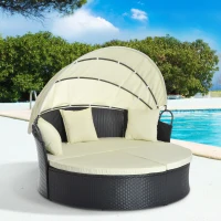 Outsunny Zonne-eiland ligbank ligbank voor buiten set decoratie tweezitsbank met overkapping poly-rotan(m-2)